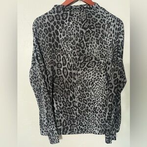 INC International Concepts Animal Print Top Metallic Shimmer w‎ Stretch Large